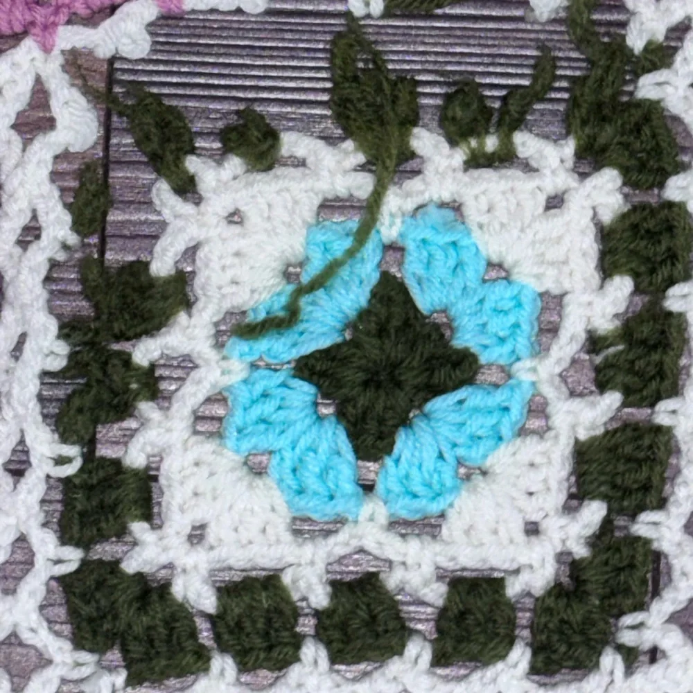 Afghan Blanket Throw Handmade Granny Squares Colorful Hand Crocheted 75 X 50”
